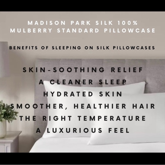 Madison Park Silk 100% Mulberry Standard Pillowcase - Picture 2 of 5